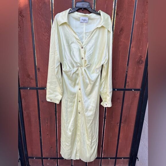 NANUSHKA Ayse Front Twist Satin Dress Lumen size Large - Picture 2 of 14